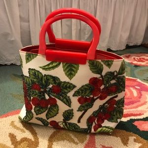 Beaded cherry retro purse